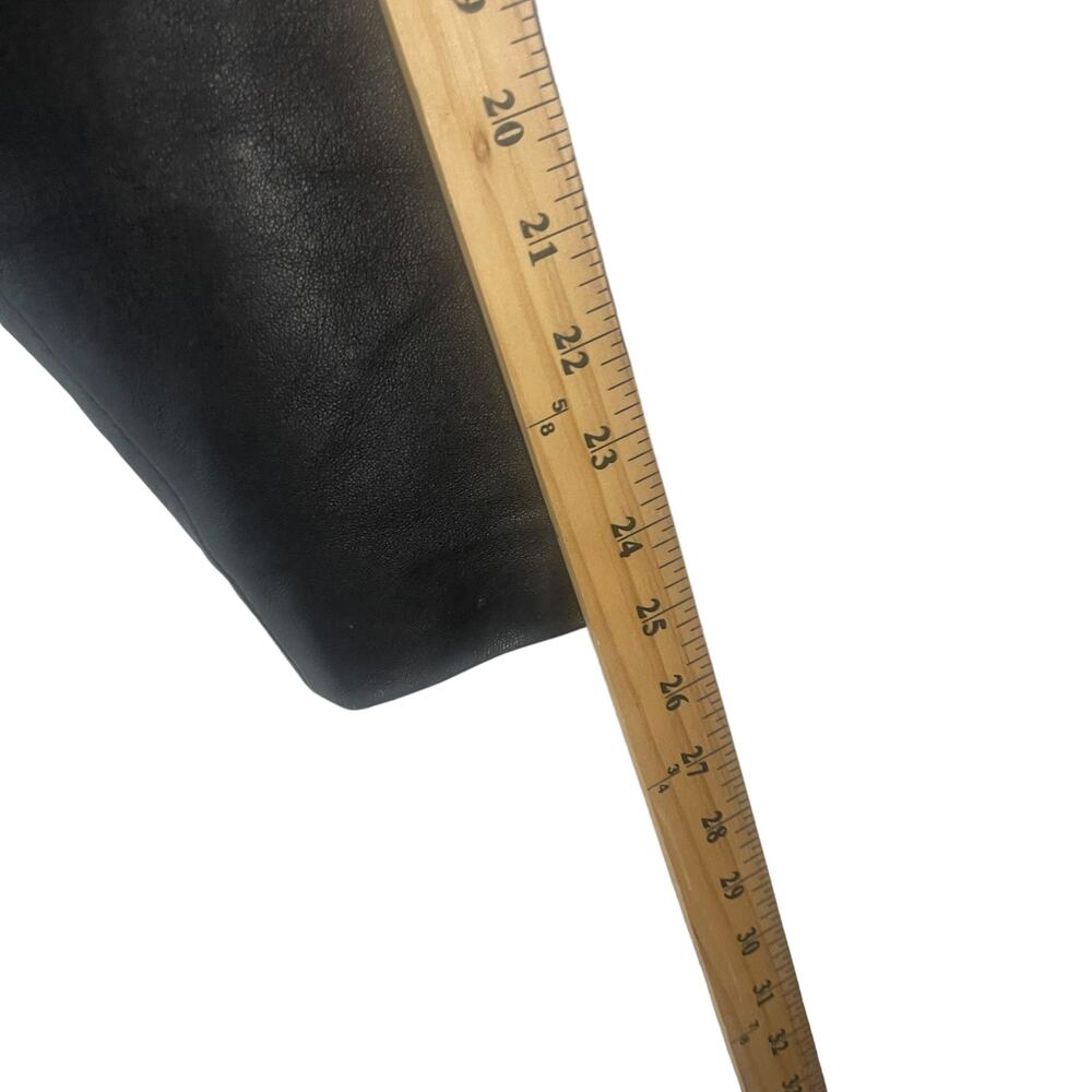 Wilson's Women's Large Vintage 80s Black Leather Moto‎ Biker Belted Jacket Coat - Picture 10 of 10